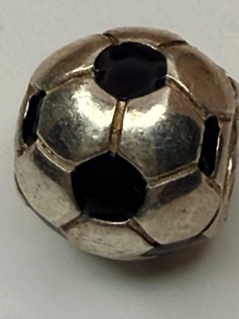 Chamilia Sterling Silver Black Enamel Soccer Ball Charm 925 Threaded